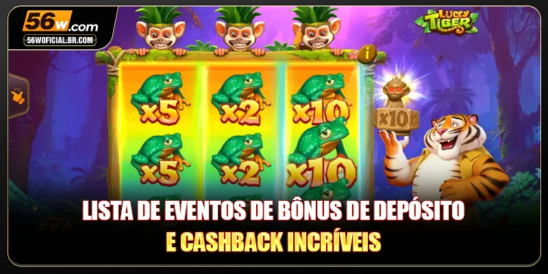 Lista de eventos de bônus de depósito e cashback incríveis
