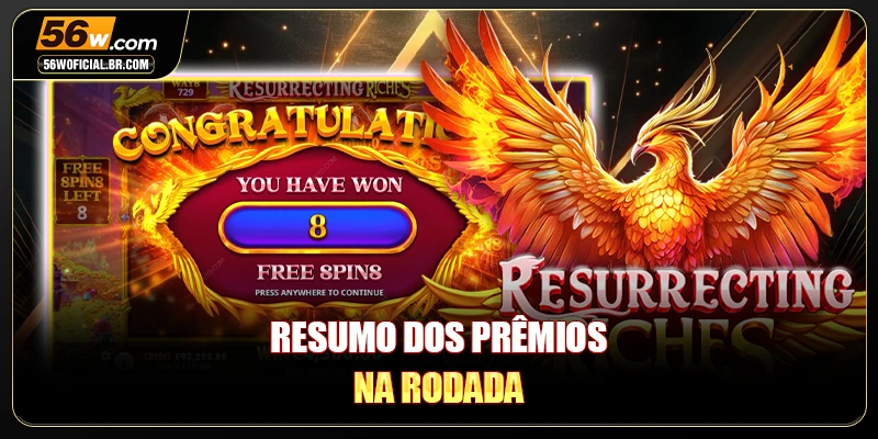 Resumo dos prêmios na rodada